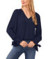 Фото #1 товара Women's Solid Long Sleeve V-Neck Tie-Cuff Blouse