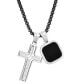 ფოტო #3 პროდუქტის Men's Silver-Tone Our Father English Prayer Spinning Cross & Square Pendant Necklace, 24"