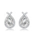 Classy White Gold Plated with Clear Cubic Zirconia Oval Drop Earrings
