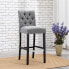 29" Upholstered Linen Fabric Tufted Bar Stool Chair