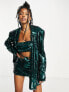 Фото #1 товара Kyo The Brand sequin blazer 3 piece co-ord in green