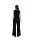 Women's Wide Leg Jumpsuit with Waist-Tie Черный, Small - фото #2