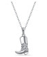 Cubic Zirconia Cowboy Boot with Sheriff Star Pendant Necklace in Sterling Silver