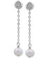 Фото #3 товара Cultured Freshwater Pearl (7mm) & Cubic Zirconia Chain Drop Earrings in 18k Gold-Plated Sterling Silver (or Sterling Silver), Created for Macy's