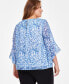 ფოტო #2 პროდუქტის Plus Size Printed Ruffled-Cuff 3/4-Sleeve Blouse