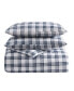 Фото #3 товара Basic Plaid Cotton Percale 3 Piece Duvet Cover Set, King