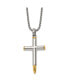 Yellow IP-plated Bullet Cross Pendant Box Chain Necklace
