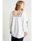 ფოტო #2 პროდუქტის Plus Size June + Vie Embroidered Lino Soleil Top