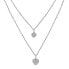 Double Silver Heart Pendant Necklace with Brilliance Zirconia MSS165N