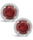 Round-cut Gemstone and Diamond (1/6 ct. t.w.) Stud Earrings in Sterling Silver