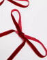 Фото #4 товара DesignB London pack of 2 velvet hair ribbons in burgundy