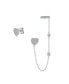 ფოტო #1 პროდუქტის Heart Shaped Chain Cartilage Ear Cuff Wrap Earring Pave CZ Stud Helix Earring Stud Set .925 Sterling Silver