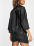 Фото #2 товара Vero Moda satin pyjama shirt and shorts set in black