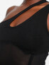 ASOS DESIGN cut out one shoulder mesh corset top in black