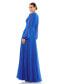 ფოტო #2 პროდუქტის Women's V-Neck Illusion Long Sleeve Chiffon Gown