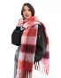 Pieces super soft tassel scarf in autumnal warm check