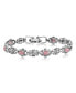 Фото #1 товара Sterling Silver with Rhodonite Gemstone Women's Concha Link Bracelet, Small - Large