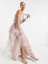 Anaya With Love Tall Bridesmaid tulle one shoulder maxi dress in pink