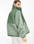 Фото #4 товара ASOS DESIGN Weekend Collective borg nylon zip through fleece in sage green