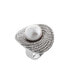 Fancy Pave Curved Imitation Pearl Ring