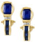 ფოტო #3 პროდუქტის EFFY® Sapphire (2 ct. t.w) & Diamond (1/20 ct. t.w.) Hoop Earrings in 14k Gold