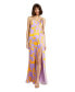 Фото #1 товара Women's Printed Charmeuse One Shoulder Slit Detail Gown