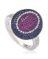 ფოტო #1 პროდუქტის Suzy Levian Sterling Silver Cubic Zirconia Multi-Color Pave Puff Ring