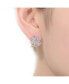 GV Sterling Silver White Gold Plated Ball Halo with Clear Multi Shape Cubic Zirconia Round Earrings