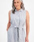 ფოტო #4 პროდუქტის Petite Linen Sleeveless Shirt Dress, Created for Macy's