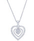 Diamond Triple Heart Pendant Necklace (1/4 ct. t.w.) in Sterling Silver