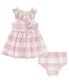 ფოტო #1 პროდუქტის Baby Girls Brush Plaid Poplin Surplice Dress and Diaper Cover Set