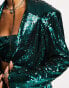 Фото #3 товара Kyo The Brand sequin blazer 3 piece co-ord in green