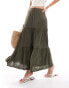 Фото #1 товара ONLY tiered maxi skirt in khaki