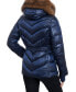 Фото #2 товара Women's Shine Belted Faux-Fur-Trim Hooded Puffer Coat