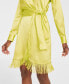 Фото #4 товара Women's Faux-Wrap Fringe-Trim Dress, Created for Macy's