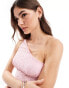 Bardot one shoulder lace dress in candy pink