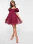 Фото #1 товара Anaya With Love mini puff sleeve dress in red plum - RED