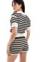 ASOS DESIGN knitted stripe polo top co-ord in mono