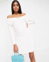 Фото #2 товара Miss Selfridge foldover rib knit mini dress in ivory