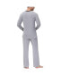 ფოტო #2 პროდუქტის Men's Heat retaining Two Piece V-Neck & Lounge Pants Pajama Set