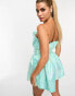 Фото #4 товара Collective the Label exclusive bandeau ruched playsuit in mint sequin