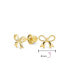 ფოტო #3 პროდუქტის Dainty Tiny Birthday Present Ribbon Solid14K Yellow Gold Mini Bow Stud Earrings For Women Safety Clutch Screw Back