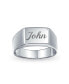 ფოტო #4 პროდუქტის Simple Monogram Rectangle Shape Signet Band Ring .925 Sterling Silver