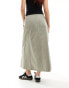 Gramicci cotton a line panelled cargo maxi skirt in stone