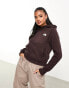 The North Face Nuptse cropped back print fleece hoodie in brown