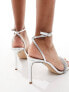 Фото #5 товара Steve Madden Entice mid heeled sandals in silver with irridescent diamante strap