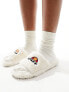 ellesse Filippo faux fur slider slippers in off white