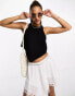 Фото #1 товара Vero Moda linen touch hanky top in black