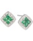 Фото #1 товара Серьги Macy's Emerald & Diamond Stud