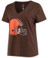 ფოტო #3 პროდუქტის Women's Plus Size Baker Mayfield Brown Cleveland Browns Name Number V-Neck T-shirt